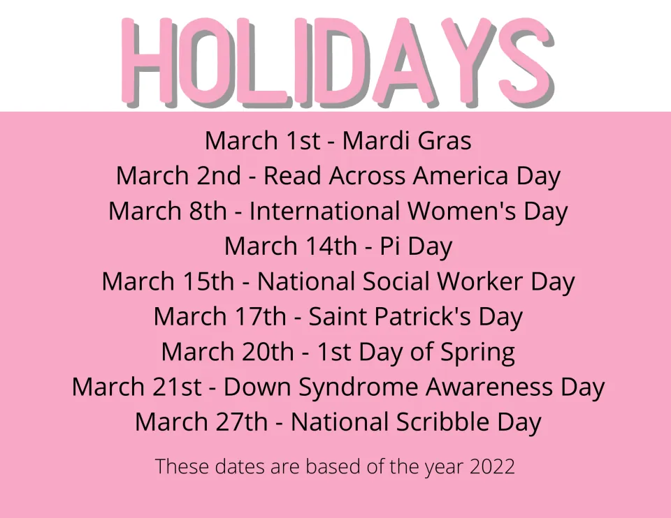 March holidays list: Mardi Gras, Read Across America Day, Pi Day, Saint Patrick's Day, 1st Day of Spring and more (2022)