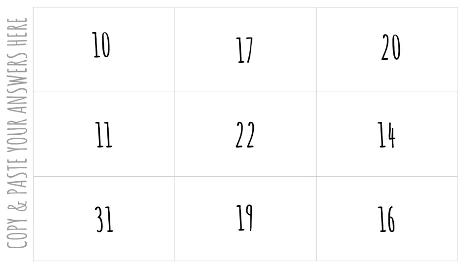Puzzle answer page directs students to copy and paste pictures onto 10, 17, 20, 11, 22, 14, 31, 19, and 16.