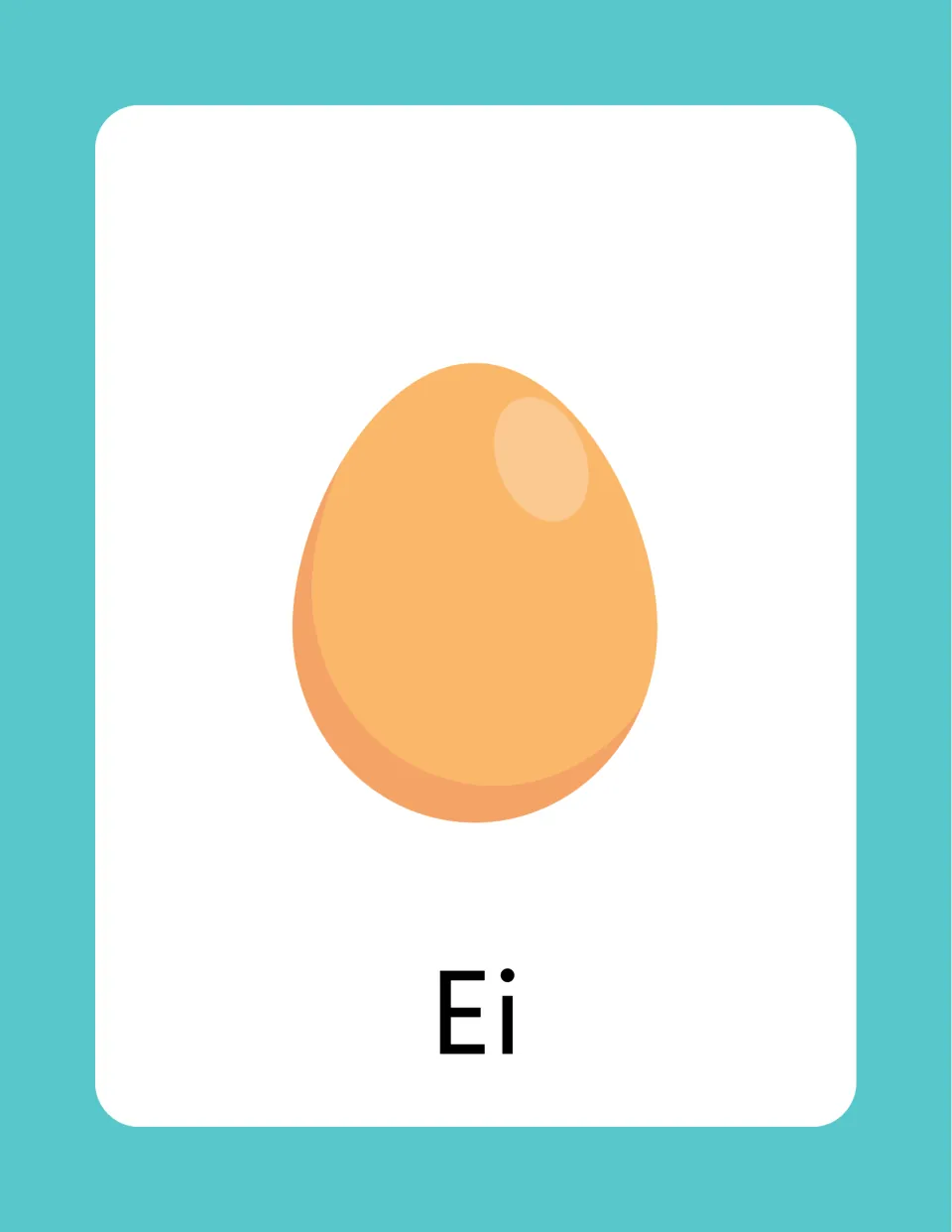 German spring vocabulary card labeled 'Ei' (egg), illustrated with a single egg for the seasonal word set