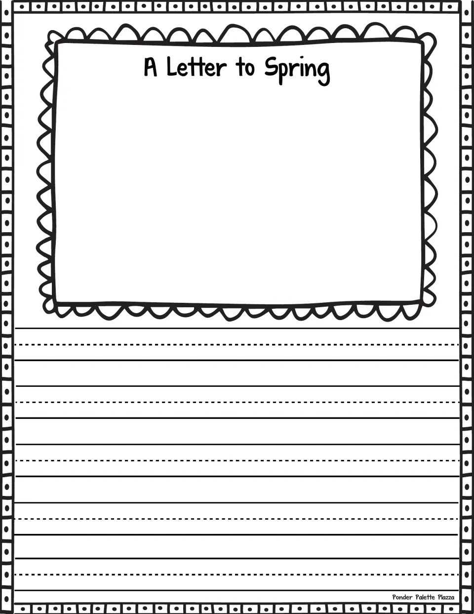 Letter-writing prompt "A Letter to Spring": students draw a spring picture and write a letter addressed to the season