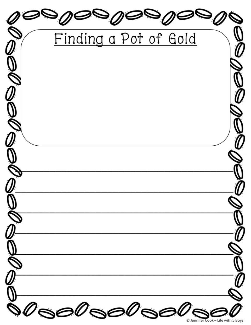 Final draft template titled 'Finding a Pot of Gold' includes space for an illustration and the paragraph.