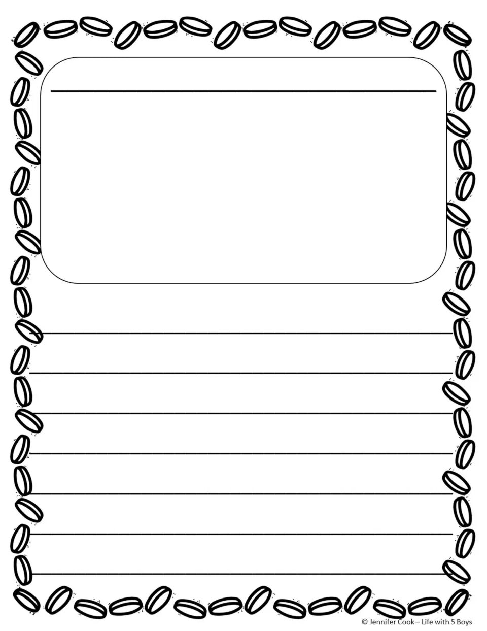 Untitled final draft template includes space for a student-created title, illustration, and gold paragraph.