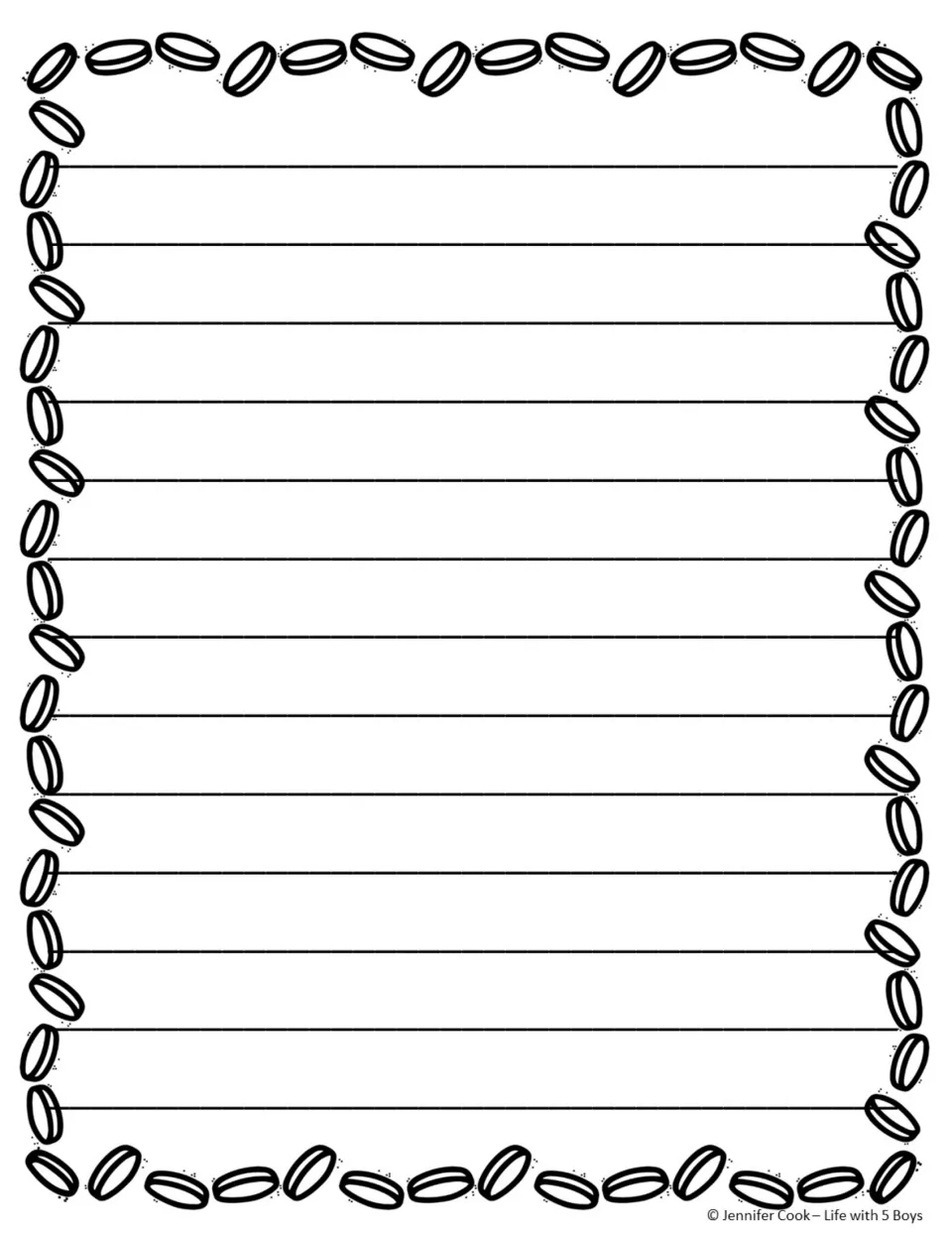 Full-page writing paper offers another final draft option for the paragraph about finding a pot of gold.