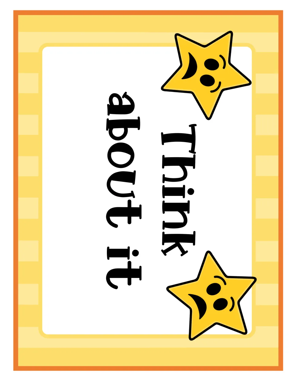 Think about it behavior card: first step down on the clip chart, with two worried frowning star emojis