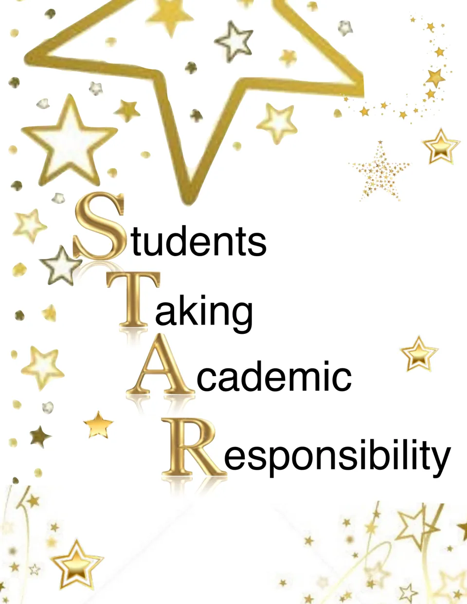 Folder cover design 1 displays STAR as Students Taking Academic Responsibility for students' folders.