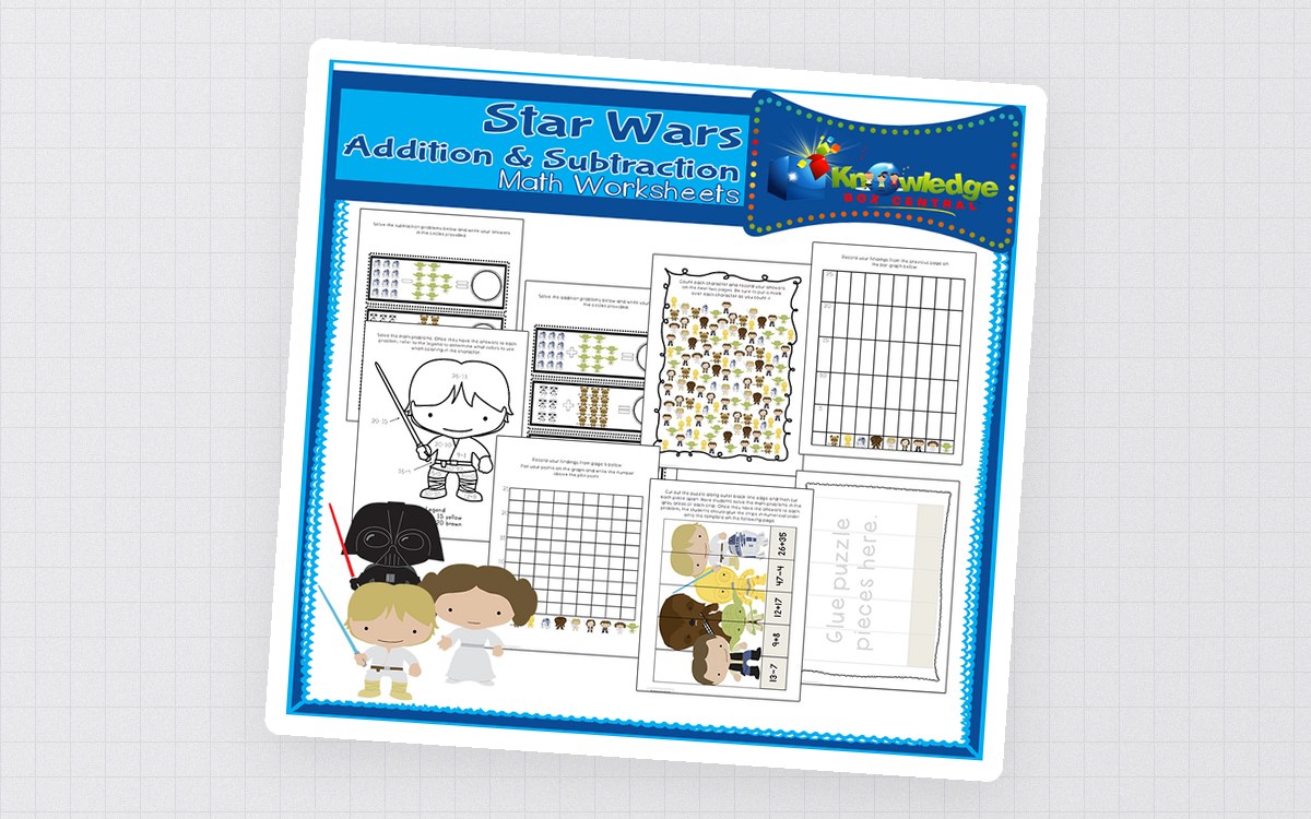 Star Wars Addition & Subtraction Math Worksheets - EBOOK preview
