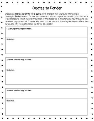 "Stargirl" Activities + Project Menu – sample page 4