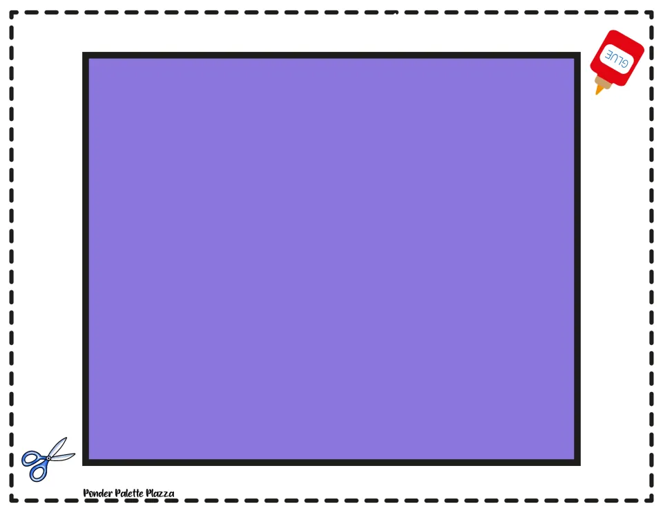 Gift craft cut-out piece: a large purple rectangle students cut out to form the body of the gift box
