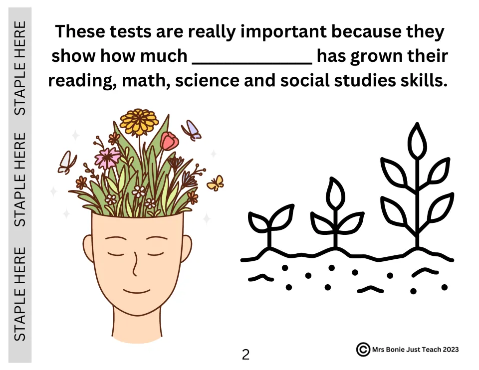 Testing social story page 2: tests show growth in reading, math, science, and social studies skills