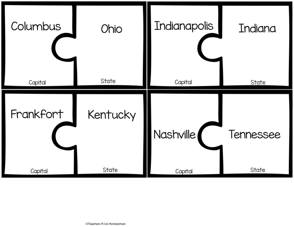 Ohio Valley capitals: students pair Columbus, Indianapolis, Frankfort, Nashville with Ohio, Indiana, Kentucky, Tennessee