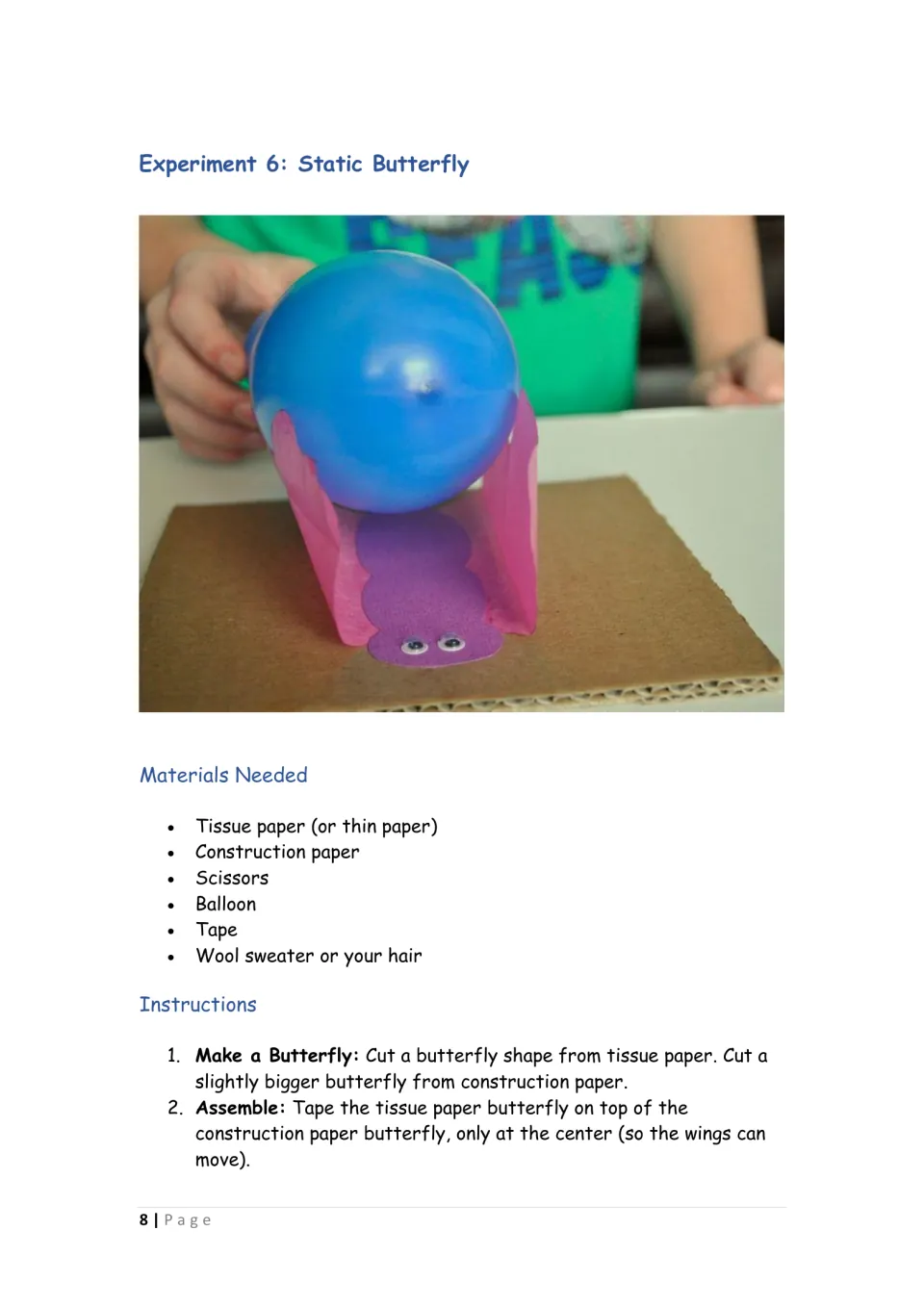 Static butterfly, part 1: materials list and steps for cutting and taping tissue and construction paper butterflies