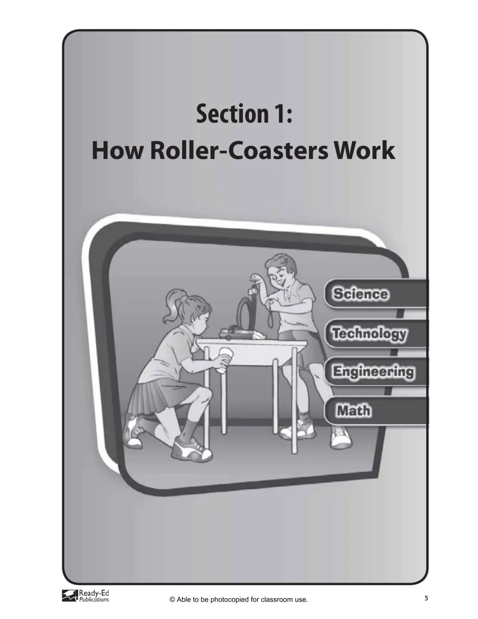 Section 1 title page: How Roller-Coasters Work, the start of the roller-coaster physics activities