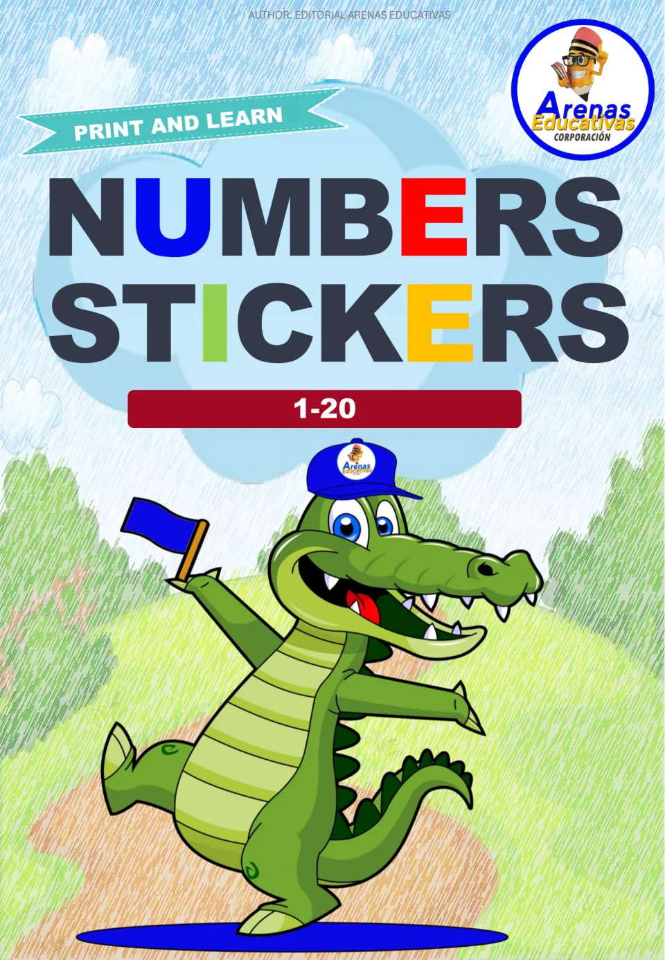 Cover of the pet-themed number sticker resource, labeled 'Numbers Stickers' and '1-20' with 'Print and Learn'