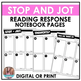 Stop and Jot Reading Response Notebook Pages – cover