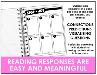 Stop and Jot Reading Response Notebook Pages – sample page 3