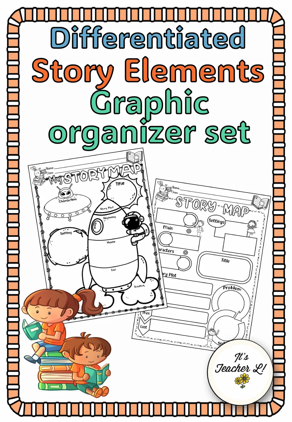 Cover of the differentiated story elements graphic organizer set, showing two sample story maps