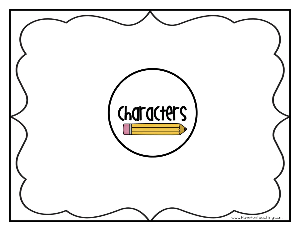 Characters mat: students write or draw the characters from a story in the open space around the heading