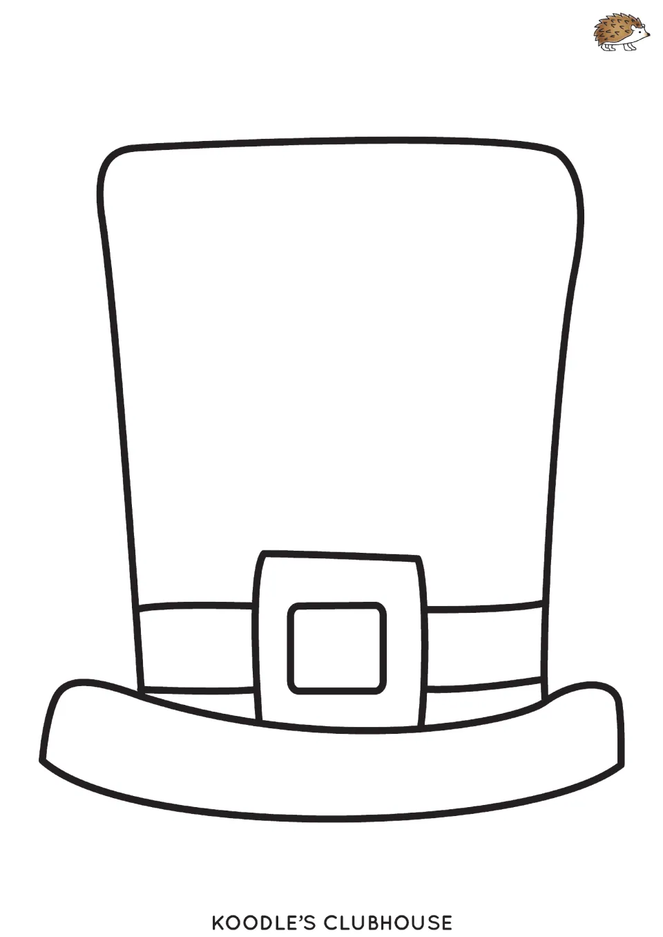 Leprechaun top hat outline with a buckled band and brim for students to decorate, cut out and attach to a headband