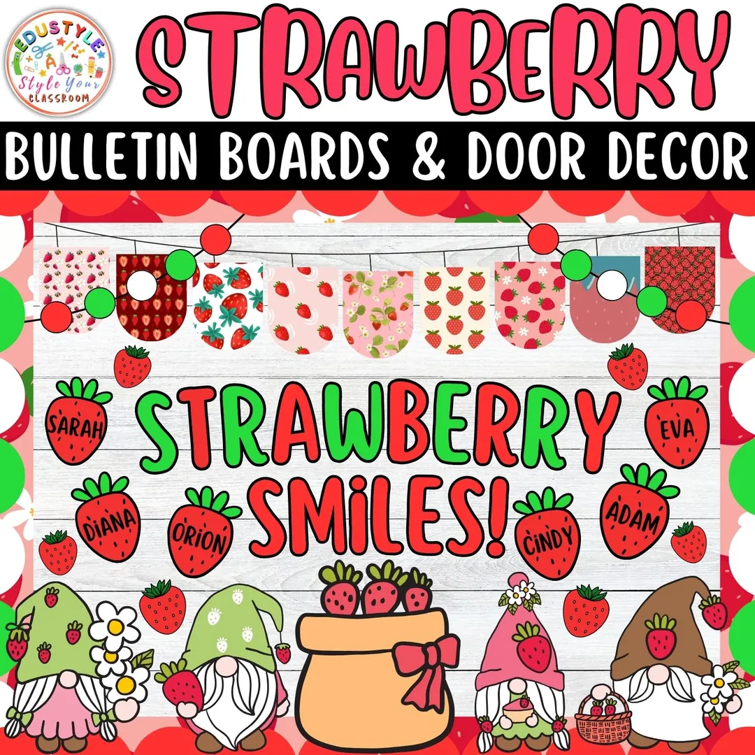 Strawberry Smiles!: Strawberry Bulletin board And door Decor kit – cover