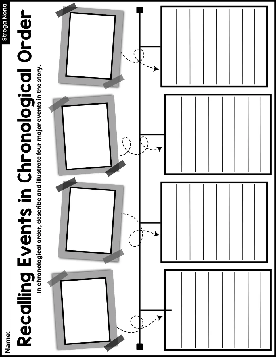 Recalling Events in Chronological Order activity asks students to describe and illustrate four major story events.