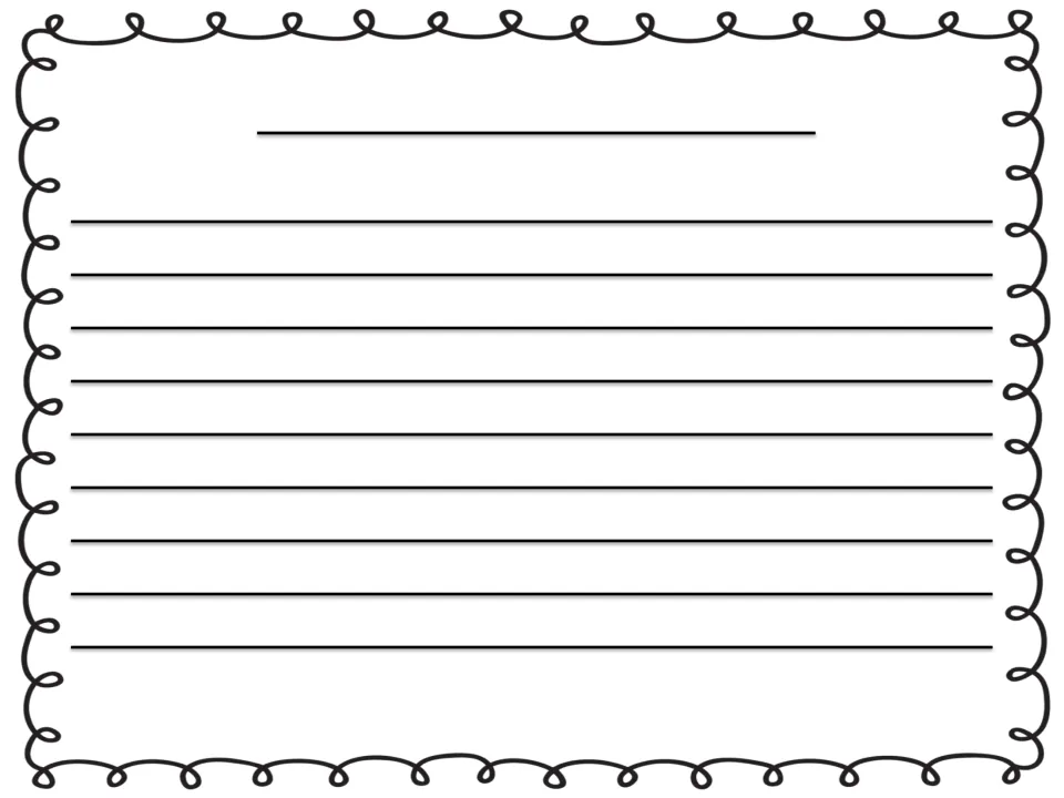 Blank story paper for publishing: students add a title at the top and write out their revised and edited story below