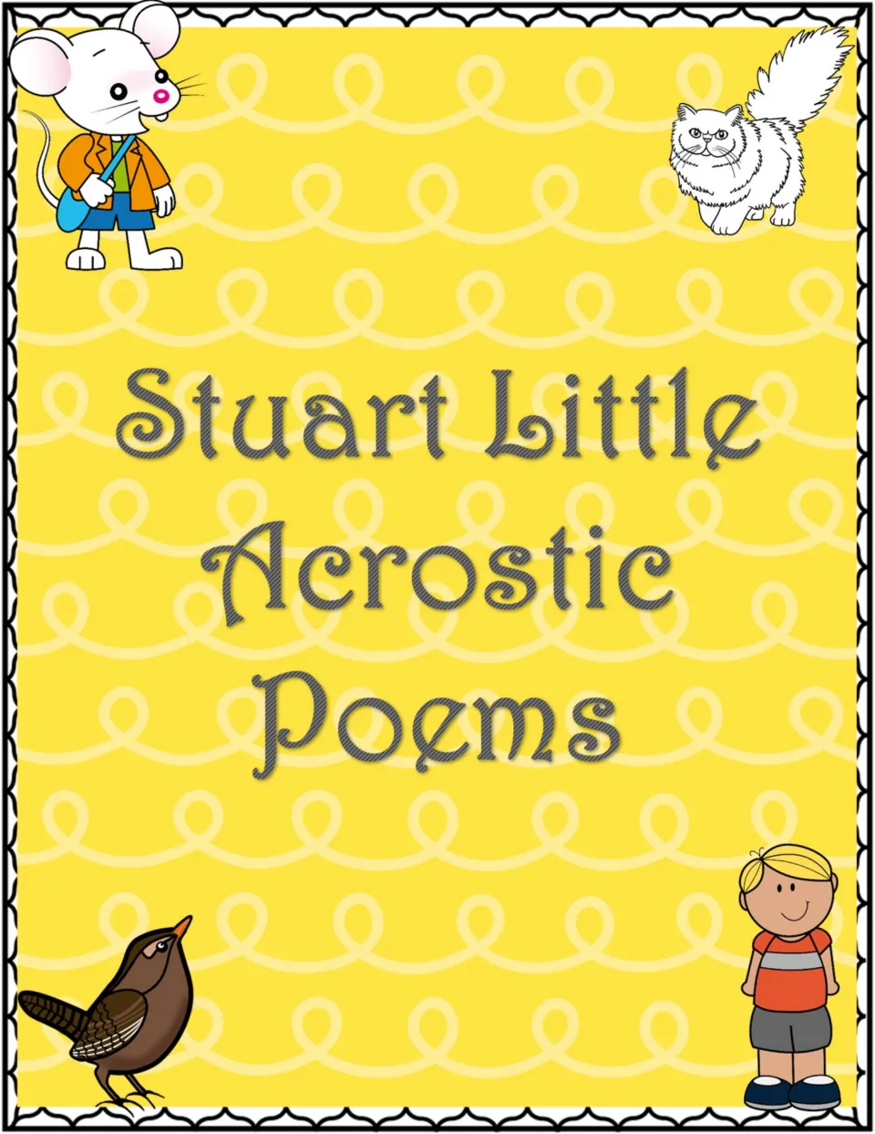 Cover titled 'Stuart Little Acrostic Poems' for a set of four character-based poetry writing templates