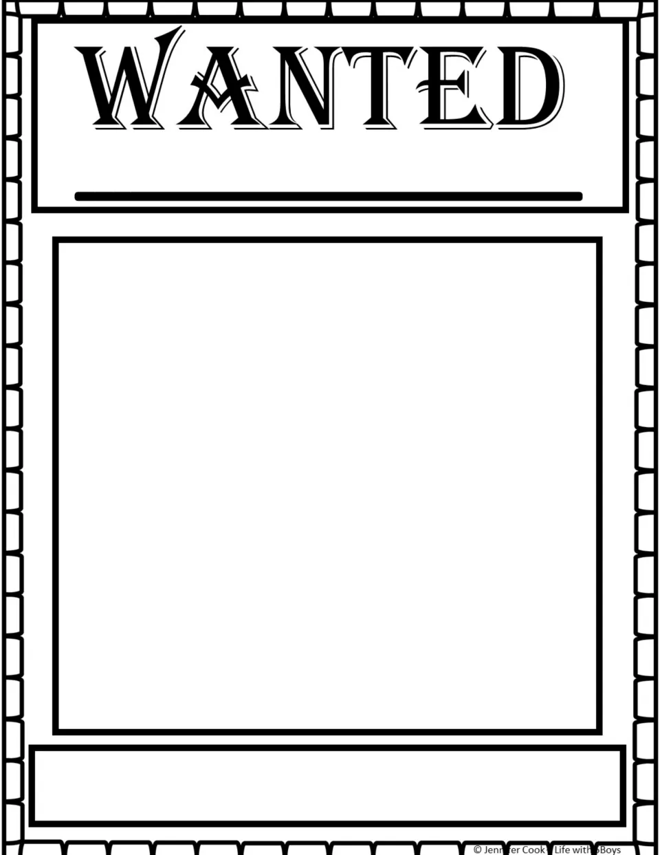 Blank wanted poster template for a Stuart Little character, with space for a name, picture, and offense.