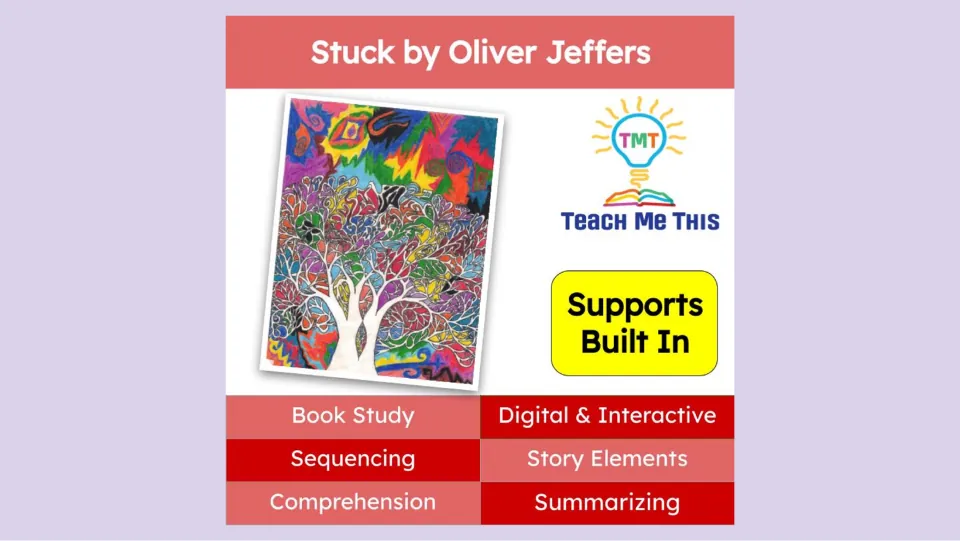 Book study cover highlighting digital activities for sequencing, story elements, comprehension, and summarizing