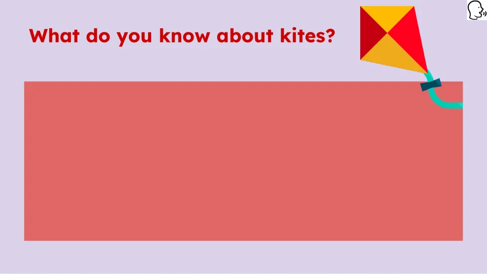 Opening book study prompt asks students what they know about kites and provides space for their response