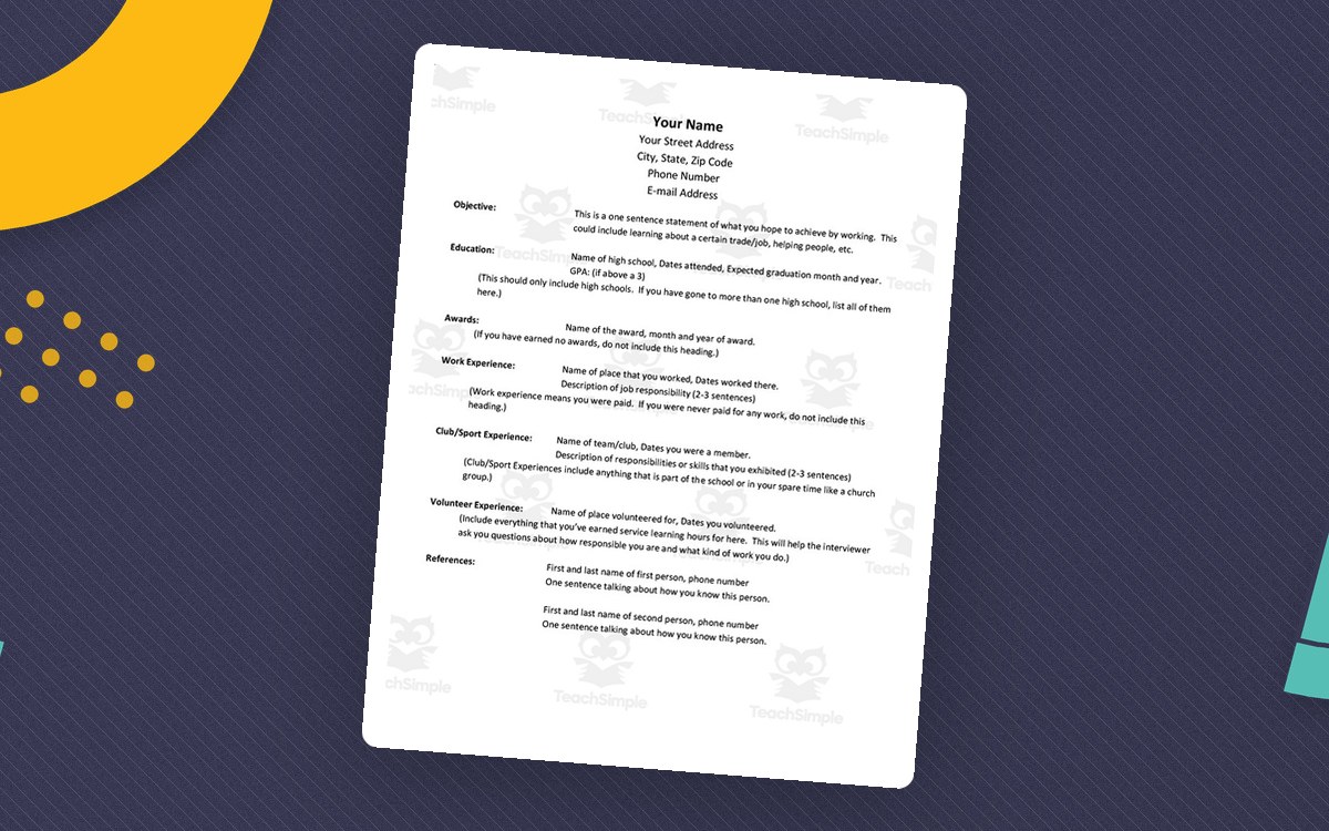 Student Resume Template & Example preview: Blank resume template
