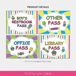 Student's Hall Pass in Candy Land Theme - 100% Editable – preview 2