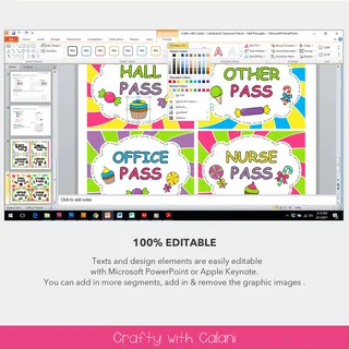 Student's Hall Pass in Candy Land Theme - 100% Editable – preview 3