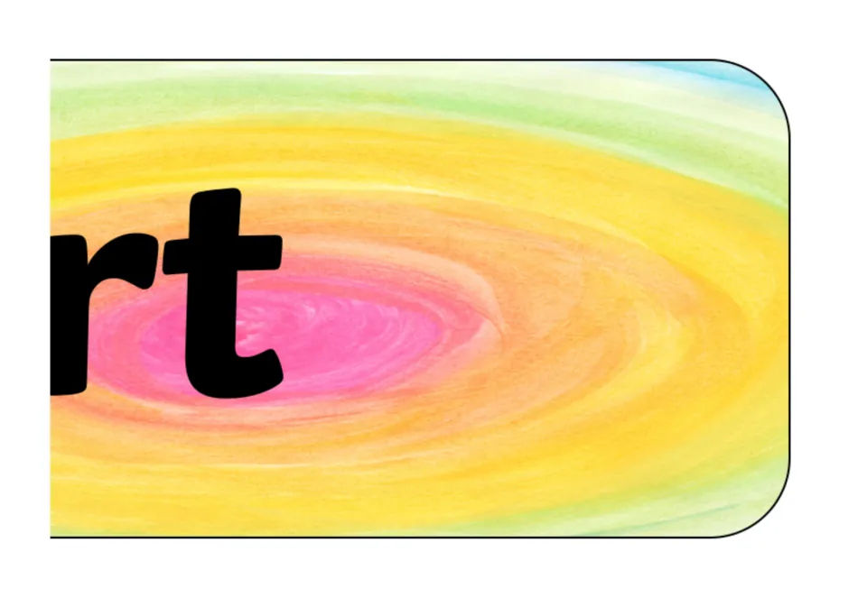 Right half of the Art classroom display banner, showing the letters rt to complete the subject label.