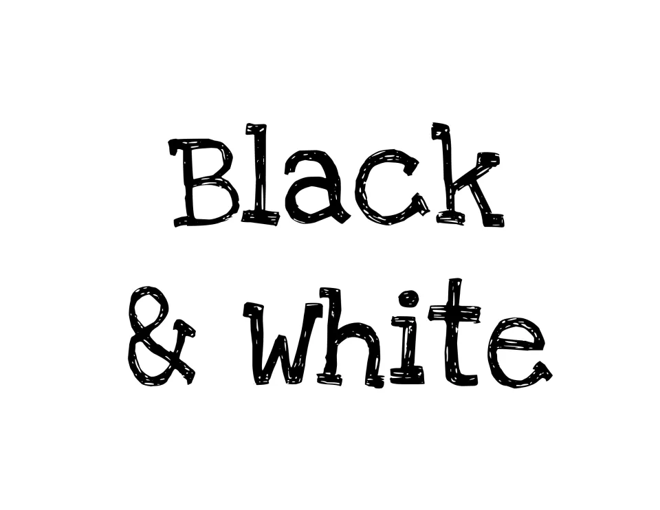 Black & White title page introducing the black-ink version of the subject header signs that follow