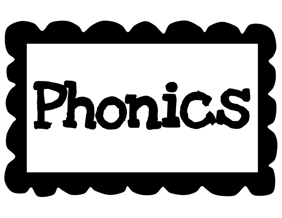 Phonics header sign in chunky black hand-drawn letters, ready to print and post above a phonics display