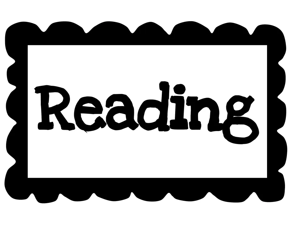 Reading header sign with the single word Reading in heavy black lettering for a reading bulletin board