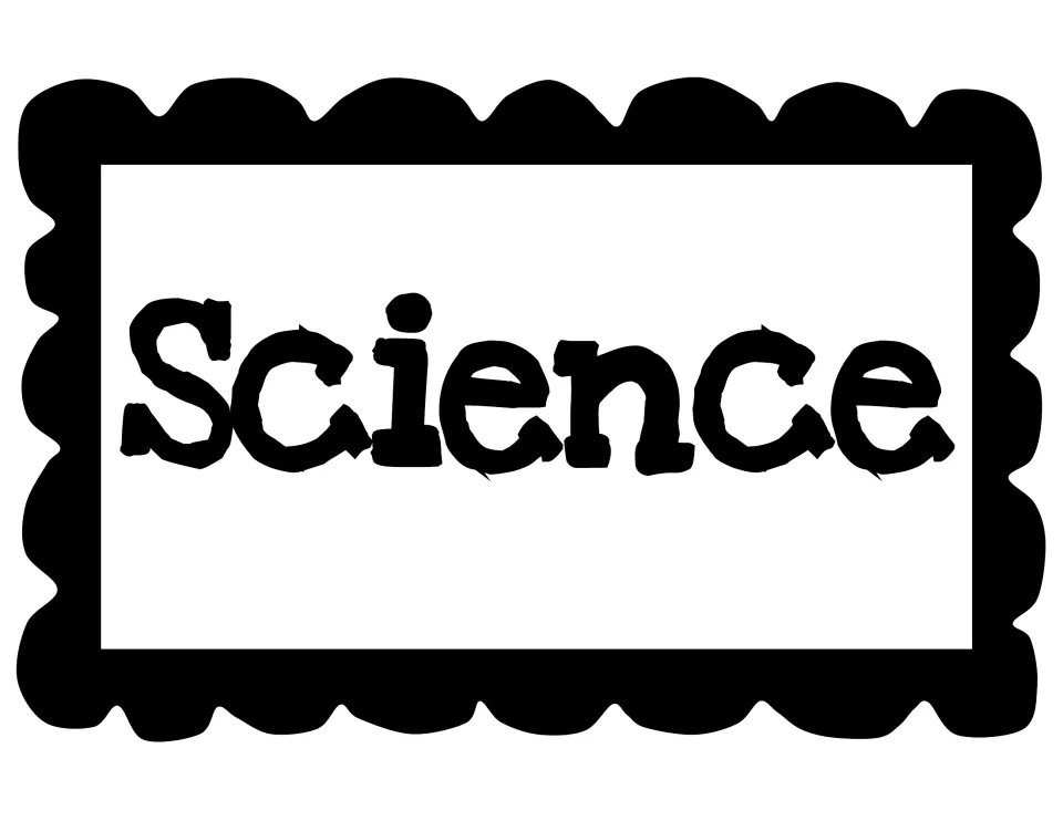 Science header sign with the word Science alone in bold black type for a stand-alone science display