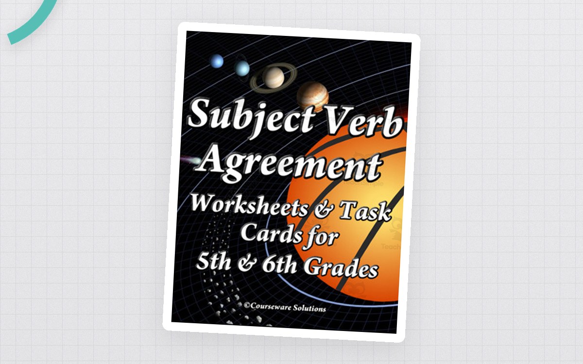 Subject Verb Agreement cover for fifth and sixth grades with a solar-system background