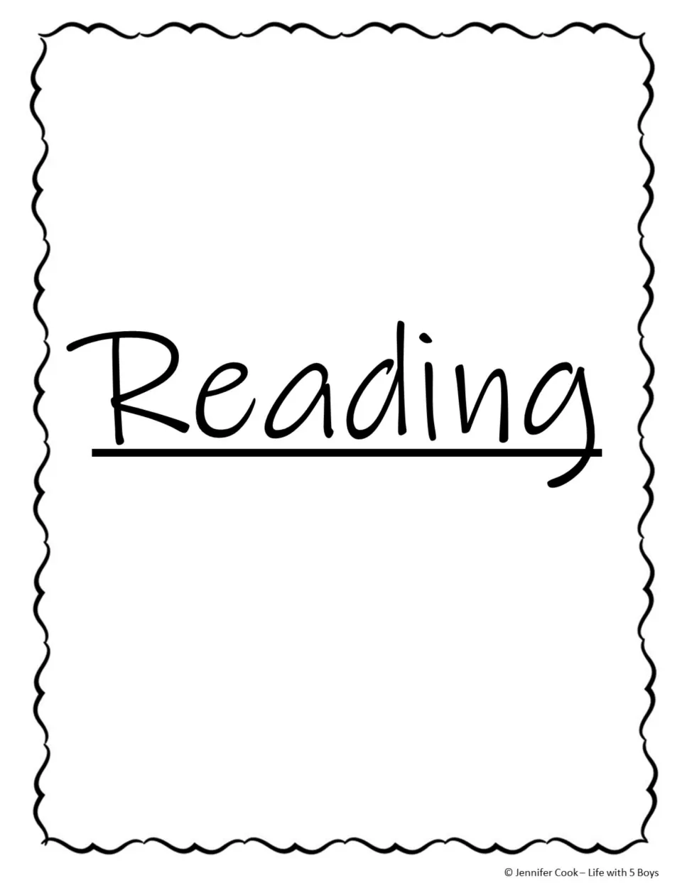 Reading subject title page for organizing an emergency substitute's activities, without added teacher notes