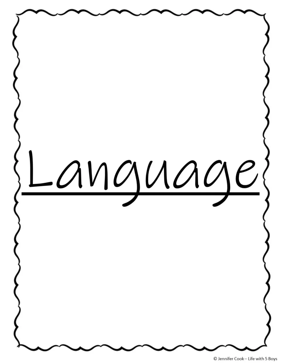 Language subject title page for organizing an emergency substitute's activities, without added teacher notes