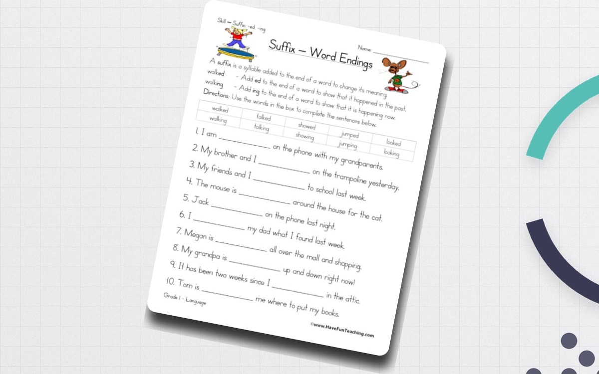 Suffix ED and ING Worksheet worksheet preview.