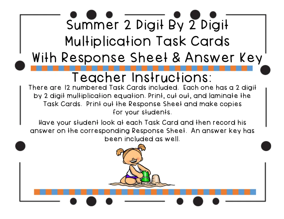 Teacher instructions: print, cut out and laminate 12 numbered cards; students record each product on the response sheet