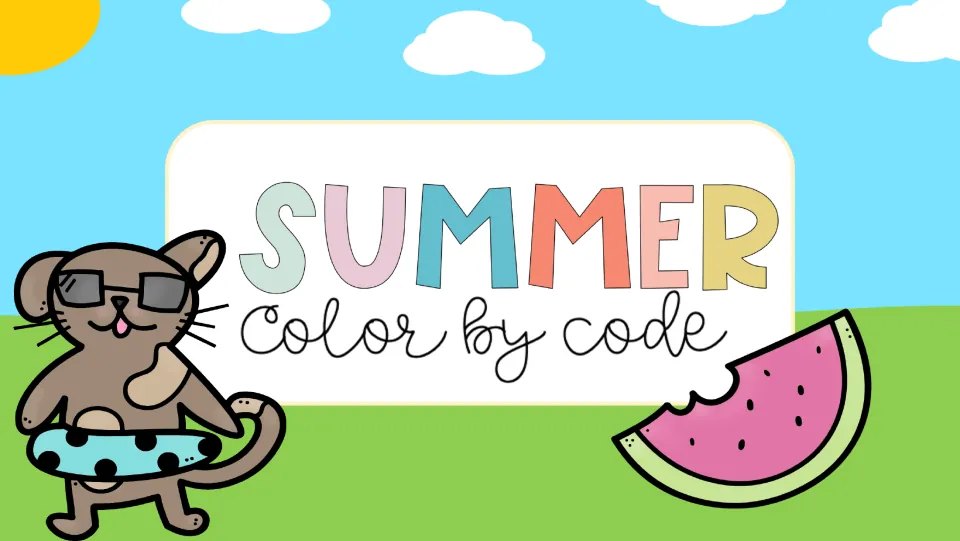 Cover of the Summer Color by Code Music Activity, introducing the summer musical-symbol coloring slides
