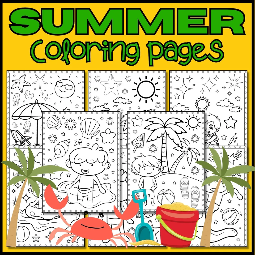 Summer Coloring Pages – 30 Pre-K & K Sheets – cover