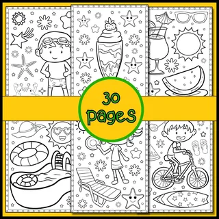 Summer Coloring Pages – 30 Pre-K & K Sheets – sample page 2