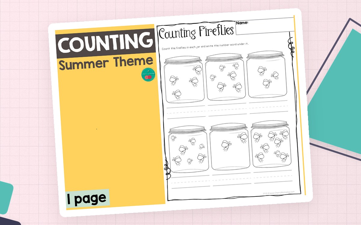 Summer Counting preview: A one-page set of firefly jars