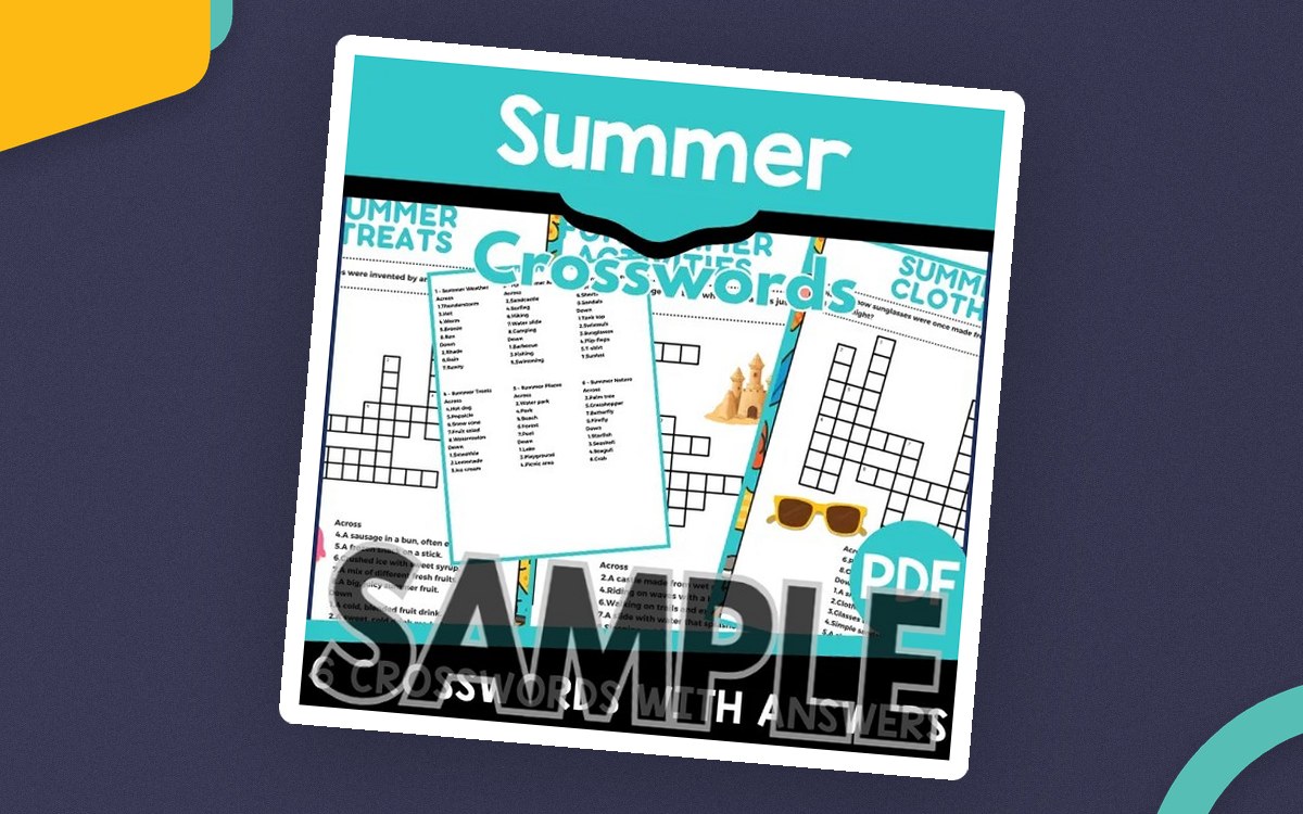 Summer Crossword: 1 Page Sample (PDF) preview