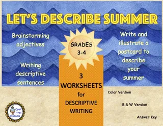 Summer Descriptive Writing Activities – cover