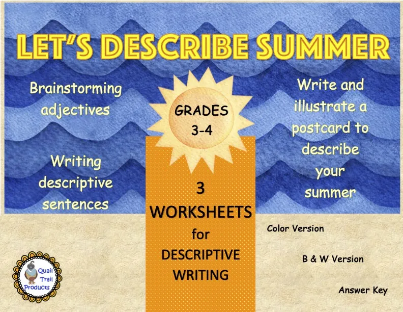 Summer Descriptive Writing Activities – cover