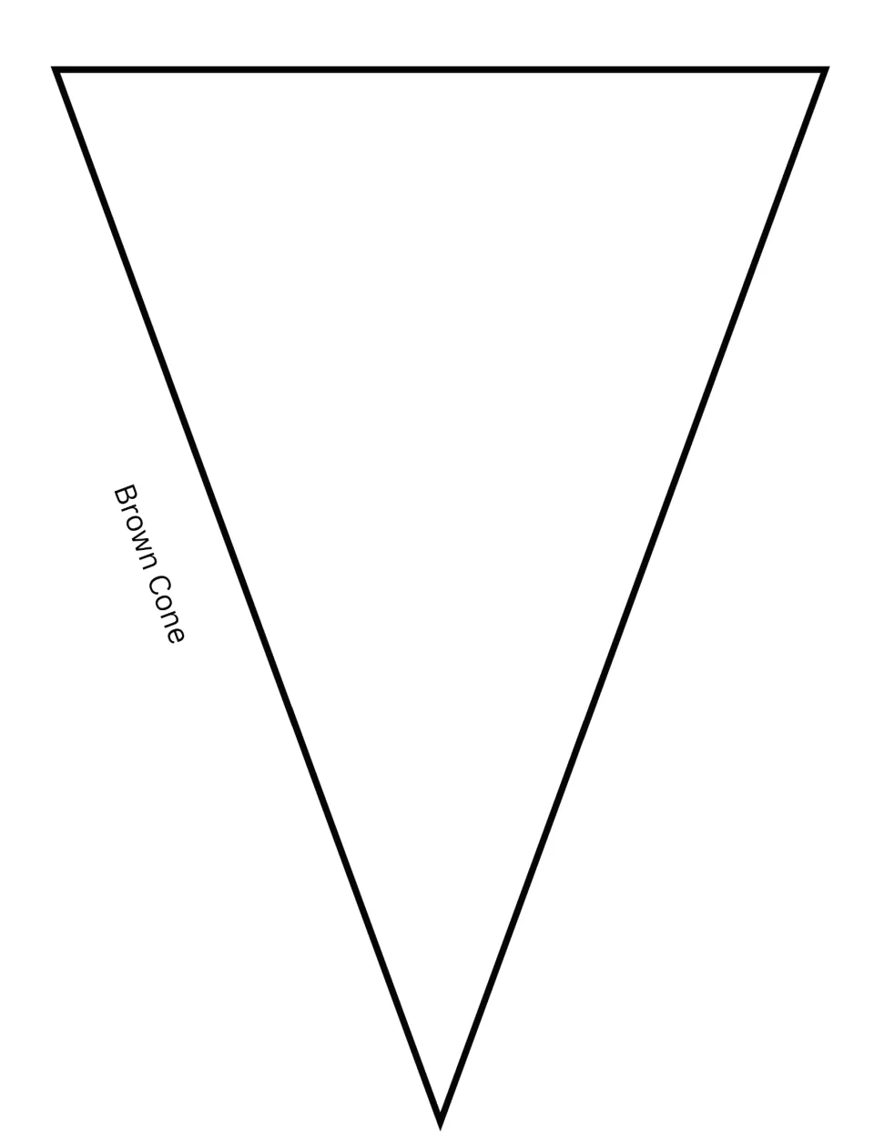 Ice cream cone craft template labeled Brown Cone: students cut out the large blank cone to form the base of the craft